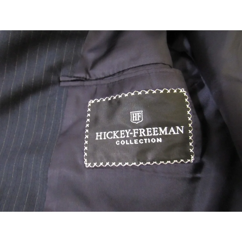 Hickey Freeman Collection Blue Pinstriped 3 Button Suit Jacket All Wool Size 41R
